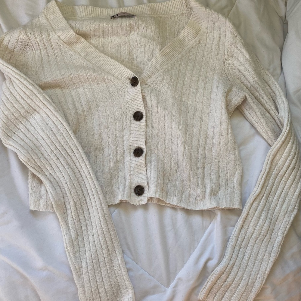 Cream Button-Up Women's Sweater